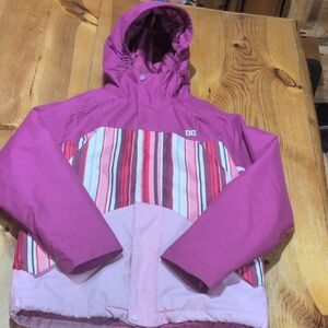 DC Kids' Purple and Pink Striped Puffer Jacket